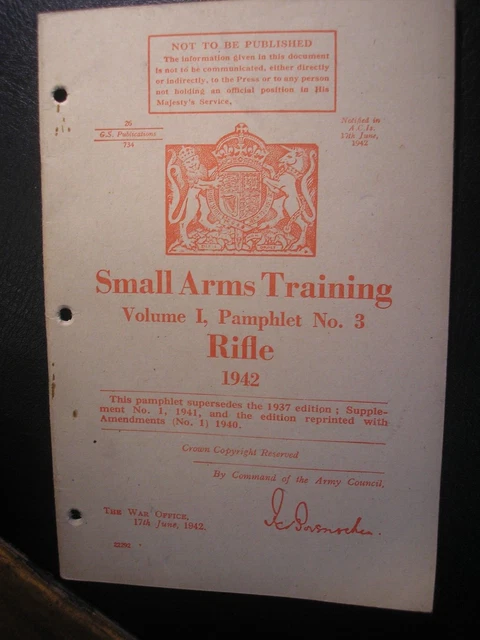 British Army  Rifle Weapon Training Manual 1942 Military History