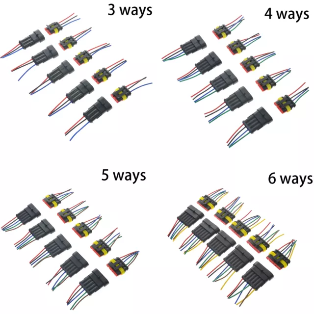 5 kits 3/4 / 5/6 pin way waterproof car auto Fil Électrique Connecteur Plug 2