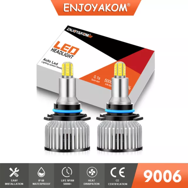 For GMC Yukon SLT 2000-2006 9006/HB4 LED Headlights 8-Sides 360° 3D 6000K Bulbs
