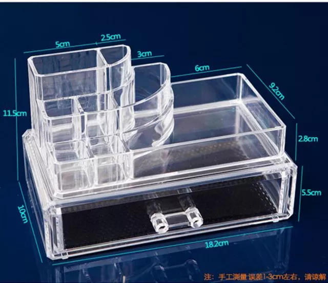 Makeup Cosmetics Jewelry Organizer Clear Acrylic Drawers Display Box Storage Z05