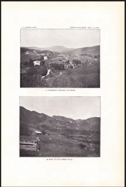 STEAMBOAT SPRINGS, COLORADO, ROAD TO FISH CREEK FALLS Antique print 1900