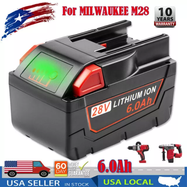 28Volt 6.0Ah Li-Ion Battery for Milwaukee 28V M28 V28 48-11-2830 48-59-2819 M28B