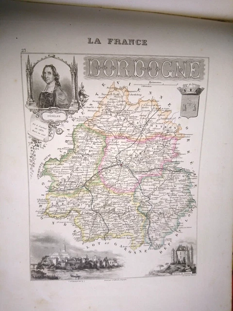 Sac en Tissu Aveyron 12 Département Millaux Carte Rare 19eme Siecle Occitanie