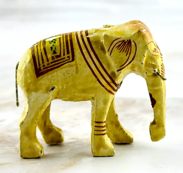 Hand Carved Miniature Elephant Wire Tail Indian Figure