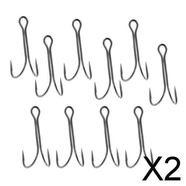 2X 10pcs double double pêche haut crochet en acier au carbone