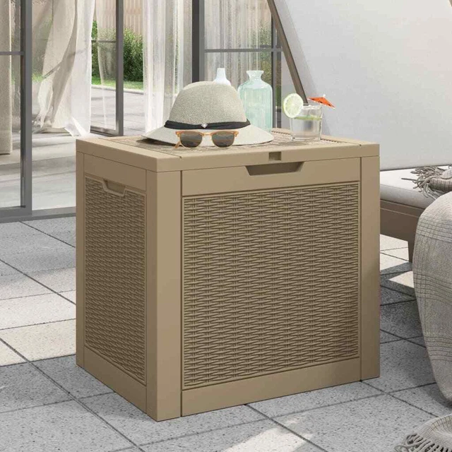 Patio Storage Box Light Brown 21.9"x16.9"x20.9" Polypropylene vidaXL