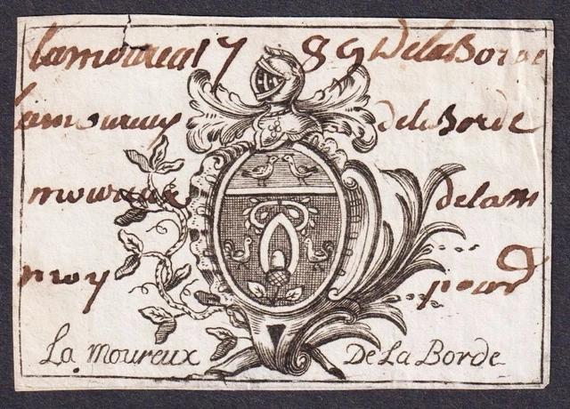 Exlibris Fossier De Lestart Guyenne Bordeaux Blason Bookplate Engraving