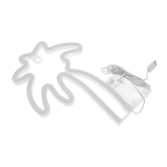 NEON LAMP PALM Tree Shape USB or Battery Powered Neon Light Sign Decor ...