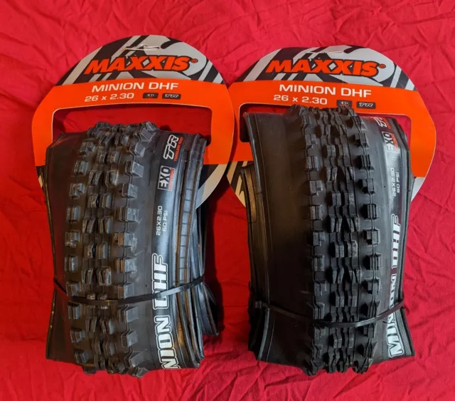 2X Maxxis 26" Minion DHF 2.3" TR Tubeless EXO 2C Maxx Terra 26er PAIR NEW