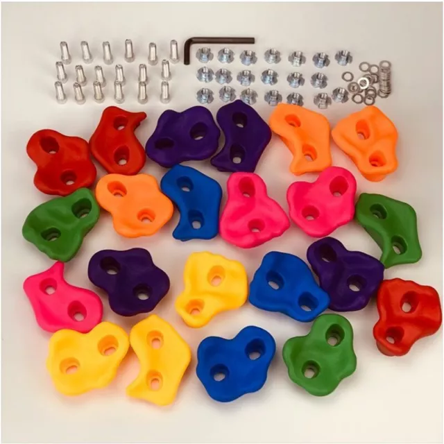 20x Rock Climbing Stone Holds Wall Grips + Mounting Hardware Indoor Outdoor Kids