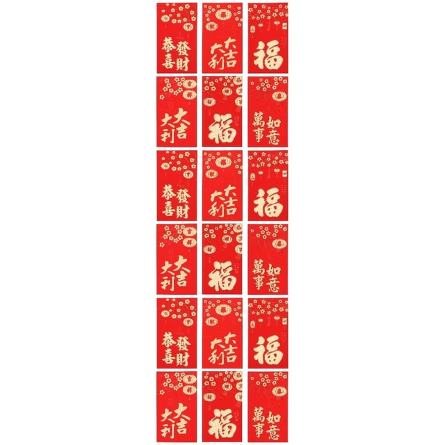 90 Piezas Señal Rojo Sobres Chino Tradicional Año Nuevo Regalo Rojo