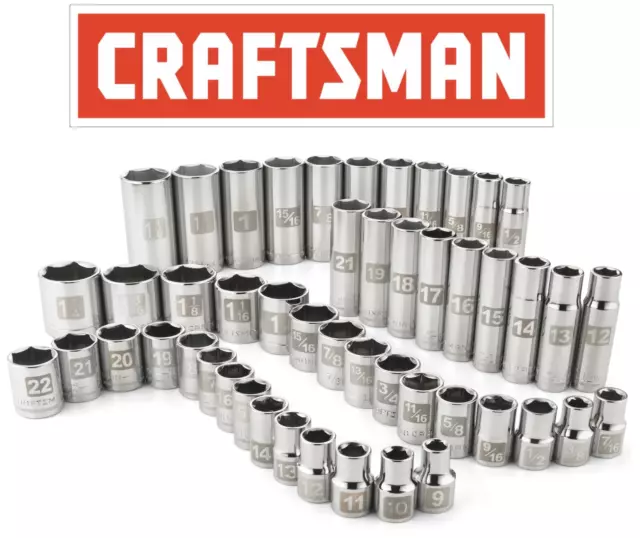 Craftsman Easy Read Socket 1/2 or 3/8" Drive Shallow or Deep Metric mm/SAE Inch 3