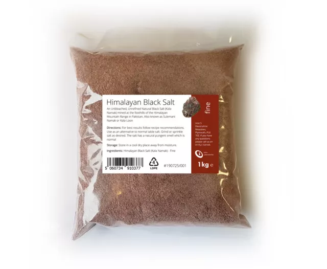 Black Himalayan Salt - Pure & Naturally Organic Food Grade Kala Namak - Fine