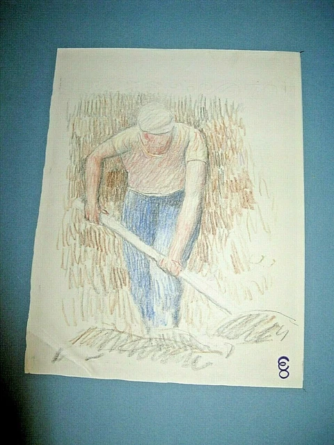 Rare Dessin Original Couleurs Du Peintre Gustave Pierre 1930 Verdun Reims Moreau