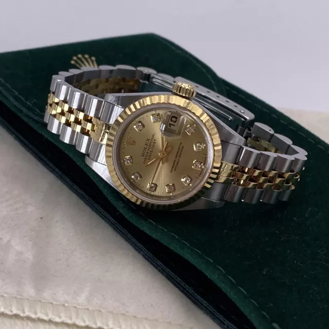 Rolex Datejust 26mm 18K Or Acier Sans Emplacement Diamant Cadran Montre Femmes