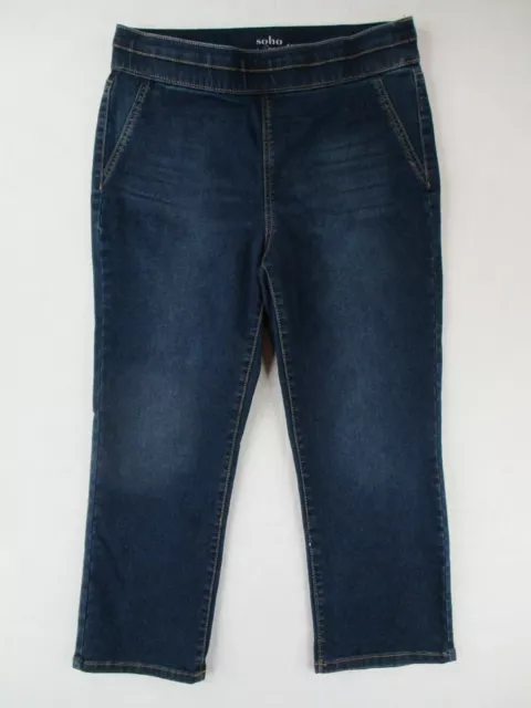 SOHO Jeans Womens MEDIUM M Blue Denim Legging High Waist Pull On Dark Wash 28x21