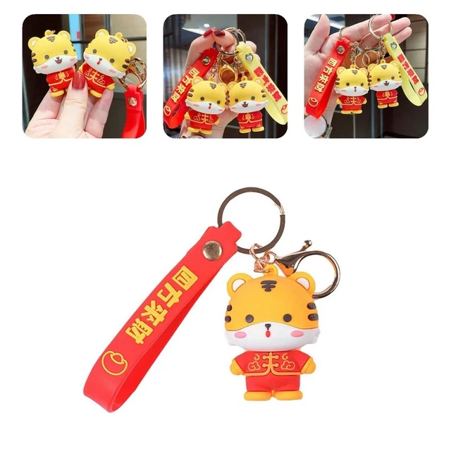 Key Holder Ring Long-lasting Lovely New Year Animal Tiger Key Holder Ring PVC
