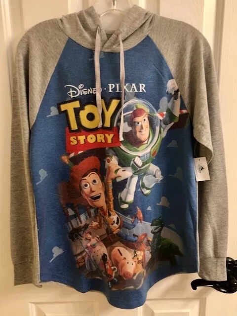 Disney Pixar Toy Story Ladies' Lightweight Pullover Gray Hoodie VHS Case Small