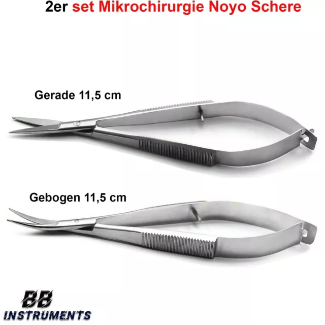 2er set Castroviejo Schere chirurgisch Dental Naht NoyeSchere Federschere 11,5cm