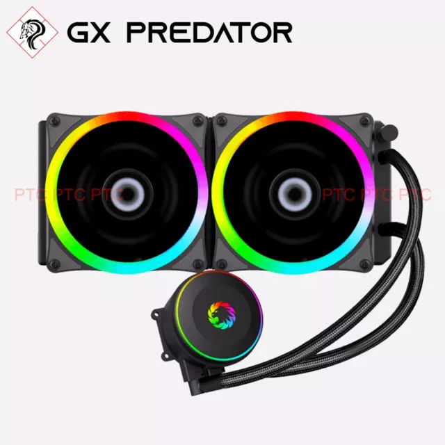 GX ICB-240 CPU Liquid Cooler 2x 120mm RGB Fan Intel LGA 1200 1156 1155 1151 1150