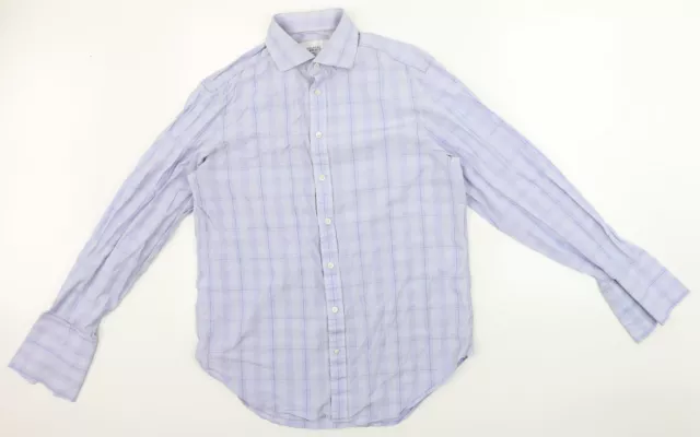 Charles Tyrwhitt Mens Blue Check 100% Cotton Dress Shirt Size 15.5 Collared