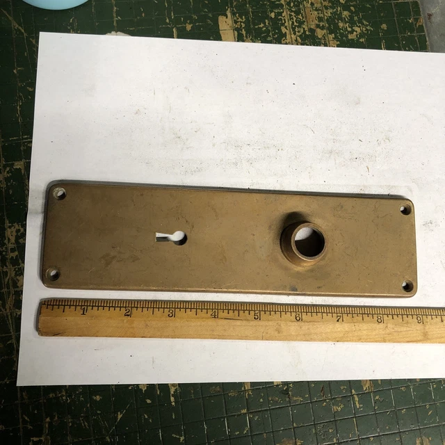 Vintage Antique Yale 9” Brass Door Knob Backplate Back Plate