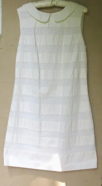 Boden White Lawn Cotton /Eyelet Dress  Peter Pan Collar  Bust 38"  Size 10