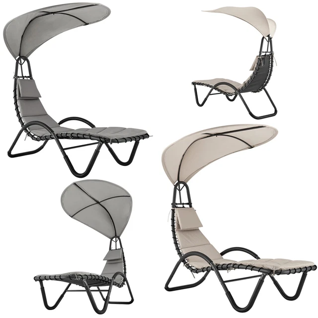 OUTDOOR SUN LOUNGER Chair W Canopy Helicopter Swing Hammock Seat
