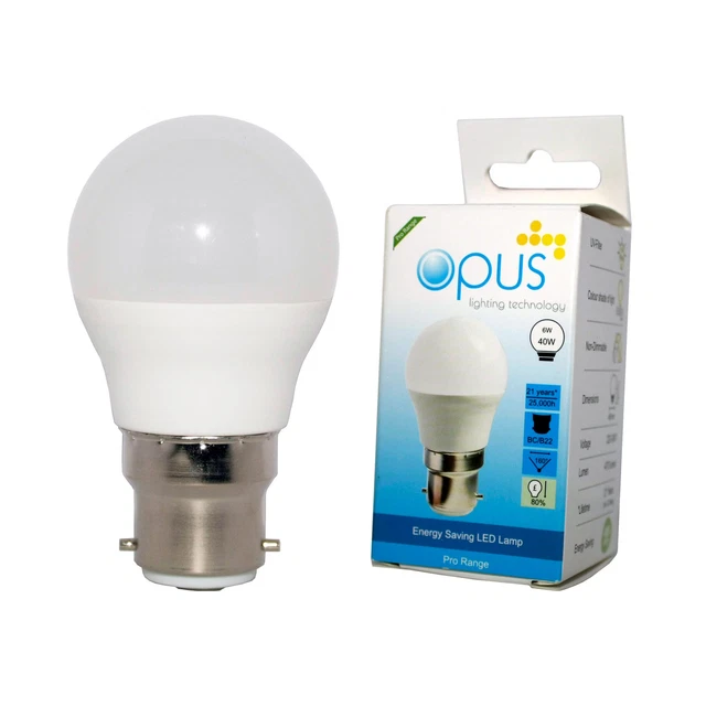 3 x Opus 6W = 40W LED Golfball Licht Glühbirnen Tageslicht BC B22 Bajonett Kappe