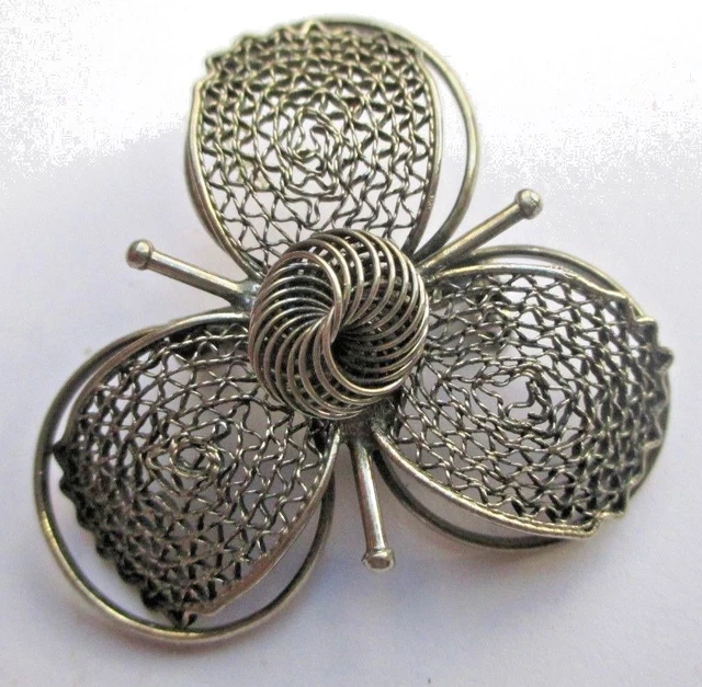 Broche Vintage Fleur Filigrane En Argent - Bijou élégant Et Unique - Référence 5471