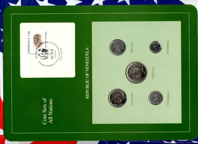 Coin Sets of All Nations Venezuela w/card All 1989 UNC Tortoise