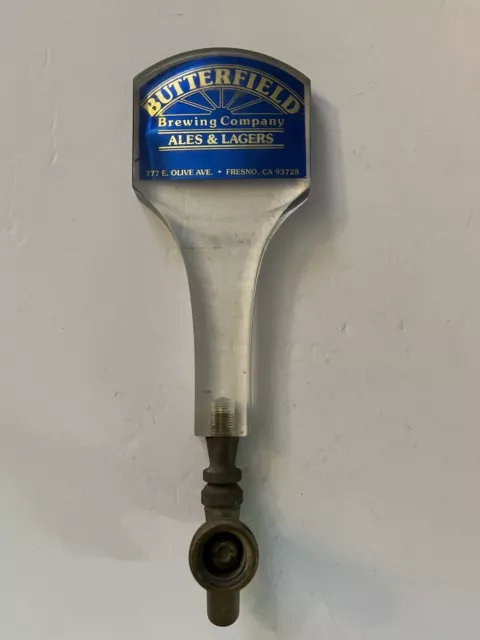 RARE 1970s VINTAGE”BUTTERFIELD BREWING Co. ALE & BEER TAP HANDLE/FRESNO Ca. LQQK