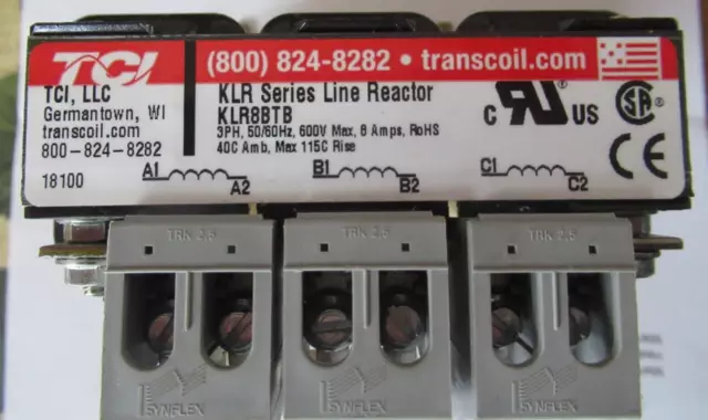 TCI KLR8BTB KLR Series Line Reactor, 3PH, 50/60Hz, 600V Max, 6 Amps PS RoHS