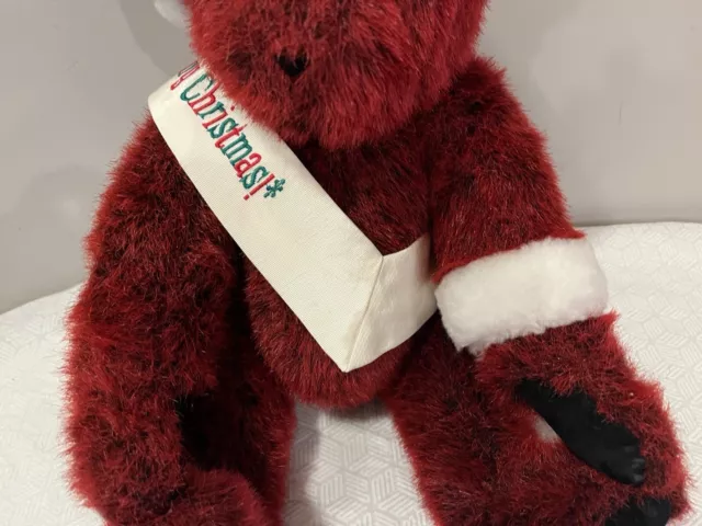 Authentic Vermont  Christmas Teddy Bear - Merry  Christmas - Red/black Excellent 3