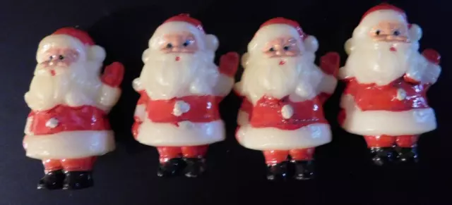 4pcs 1950s-60s Plastic Hand Painted Miniature Santas