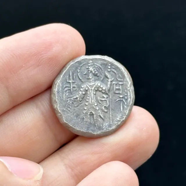 Ancient Kushan Empire Pure Silver Buddha Rare Coin In Good Condition e