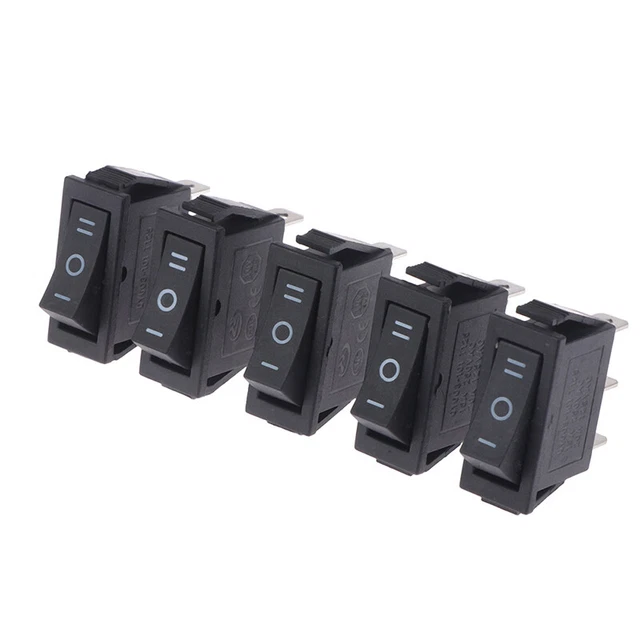 5pz Interruttore Rocker Barca NERO 3 Pin SPDT KCD3 ON-OFF-ON 3 Posizioni NERO >^