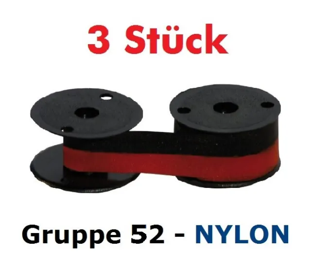3 X Ruban Couleur Groupe 52 D Rouge/Noir Mbo Trs 1300 1350 1450 1550 3550 Nylon