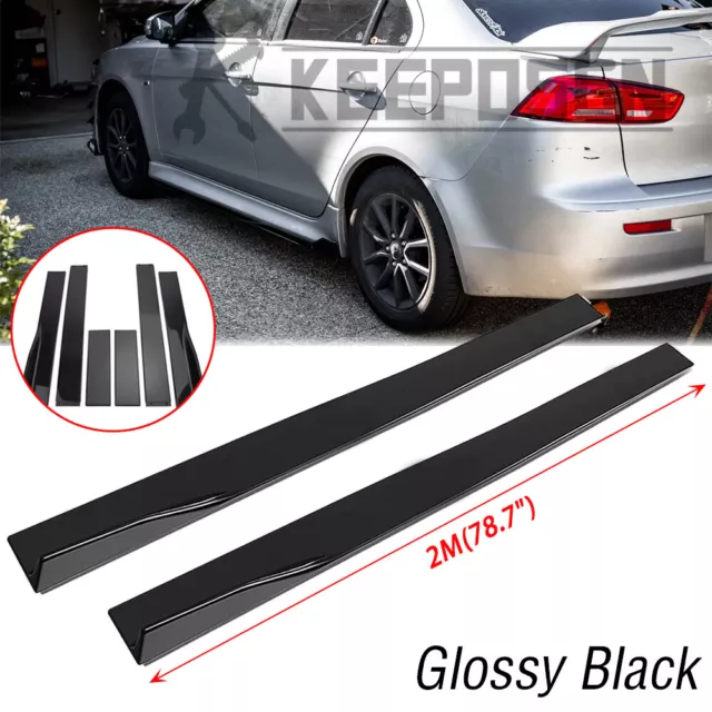 78.7'' Side Skirt Extension Rocker Panel Spoiler Lip For MITSUBISHI LANCER EVO X