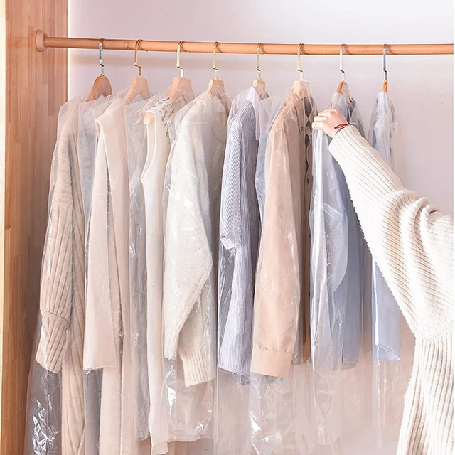 10 piezas de ropa cubierta contra el polvo de plástico transparente para prendas desechables ~