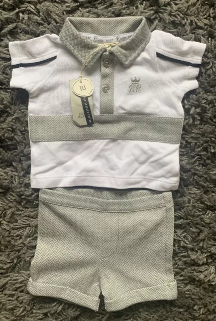 River Island BNWT Baby Boys Polo Top Shorts Outfit/Set size 0-3 months Summer