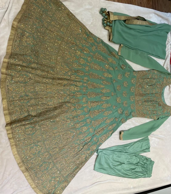 ASIAN PAKISTANI/INDIAN/BANGLADESHI WEDDING Mint green gold dress