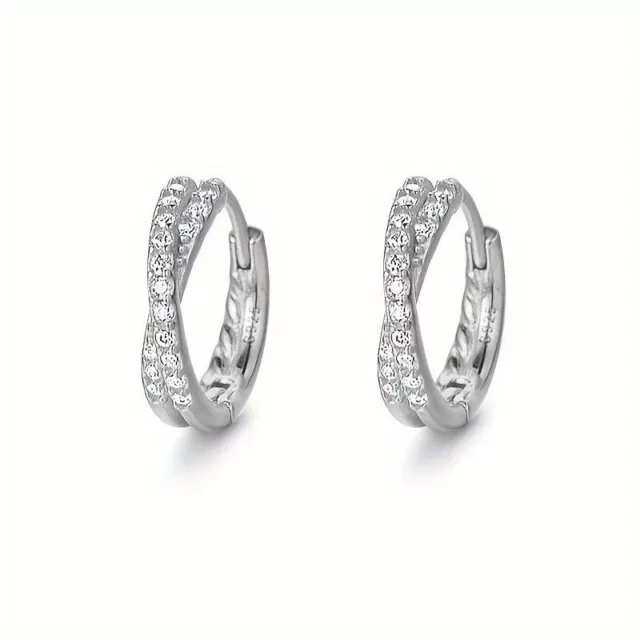 Round Cut Women's Fancy Hoop Earrings 14K White Gold Plated Lab-Created Diamond