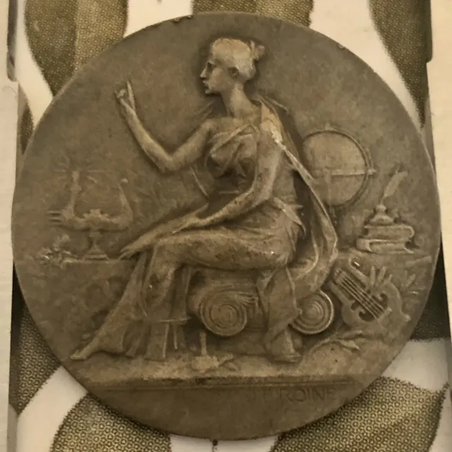 Médaille En Argent Roine Silver Medal Art Femme