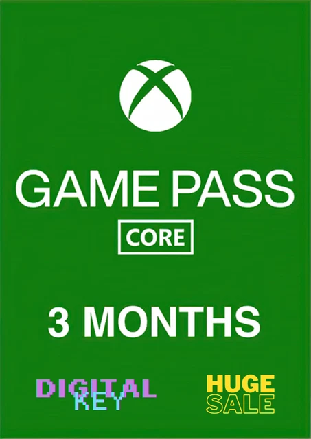 Xbox Game Pass Core Subscription- 3 Month Membership Digital Code