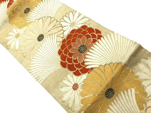6498894: Japanese Kimono / Antique Nagoya Obi / Woven Kiku