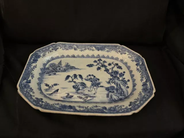 wohl 18 Jahrhundert, China Qing dynasty, Porzellan Tablett, Blau Weiß