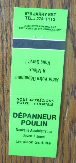 Depanneur Poulin Matchbook Cover: Montreal, Quebec Matchcover -D9