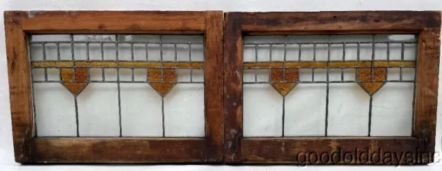 2 Arts & Crafts Transom Windows Circa. 1915 from Chicago 24" x 17"