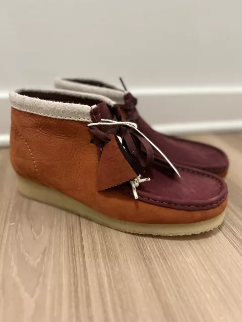 CLARKS ORIGINALS MENS Wallabee Moccasin Boot Orange Leather Casual ...
